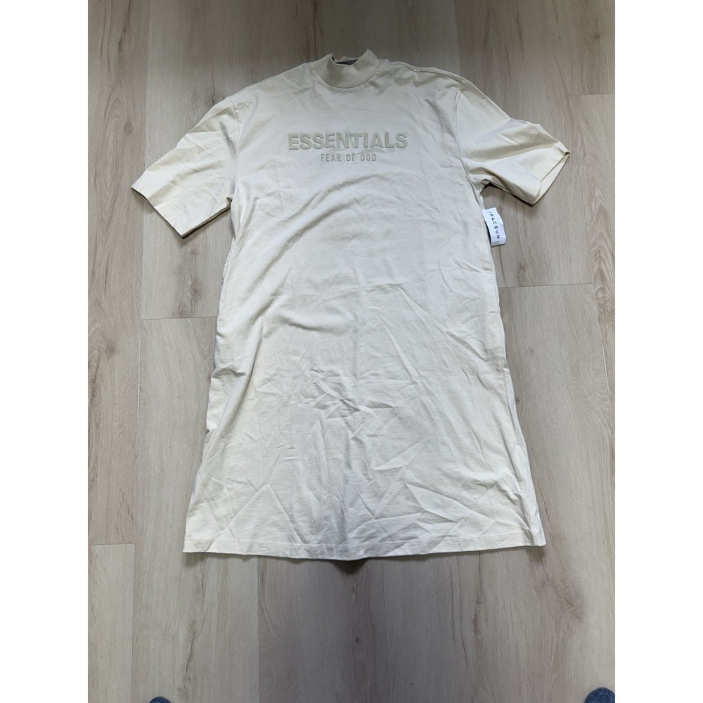 ESSENTIALS Fear of God Tee Dress "Egg Shell" Women's Size XXS Lightweight